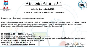 Edital de monitoria 2023-1 IQB-UFAL