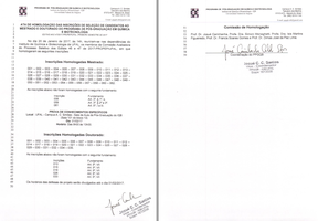 Homologação das Inscrições dos Processos Seletivos de Mestrado e Doutorado 2017.1 PPGQB