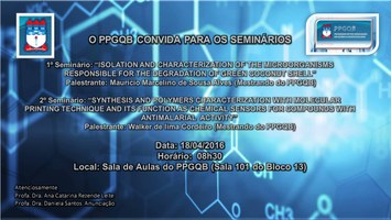 O PPGQB convida para os seminários do dia 18/04/2016