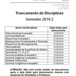 Prazo para Trancamento de Disciplinas